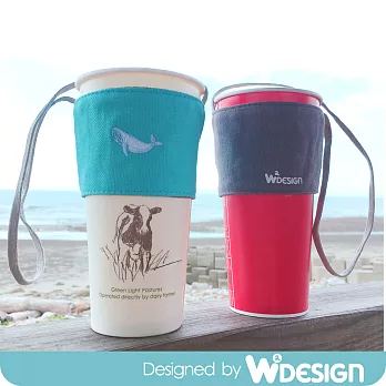 [W2Design] take&go 雙面用帆布飲料提袋-鯨魚藍