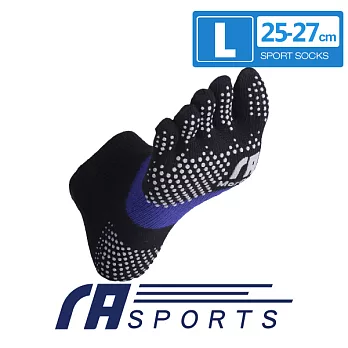 《瑪榭》FootSpa止滑機能足弓五趾襪(25~27cm)LL黑藍L黑藍
