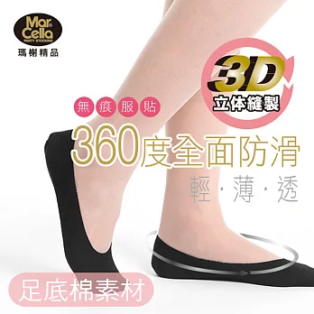 (3雙組) 瑪榭360度防滑隱形襪套-(22-24cm)M黑