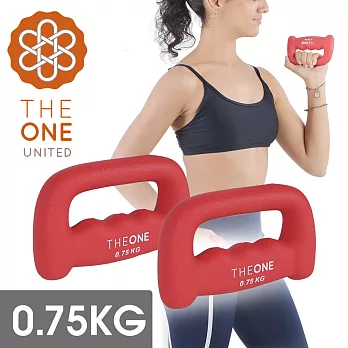 【The One】瑜珈健身 D型包膠鑄鐵啞鈴/韻律啞鈴(2入)-0.75公斤  紅色