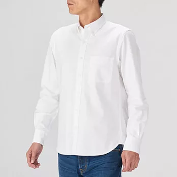 [MUJI無印良品]男有機棉水洗牛津布扣領襯衫L白色