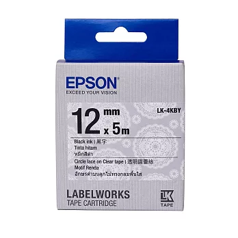 EPSON LK-4KBY C53S654470透明圓蕾絲標籤帶(12mm)