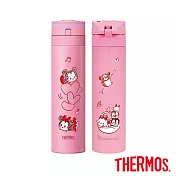 【THERMOS 膳魔師】Tsum Tsum 不鏽鋼真空保溫瓶0.45L(JNS-450TT)P(粉紅色)