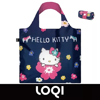 LOQI 防水購物袋 -三麗鷗授權 (Hello Kitty 北歐深藍 KT11)