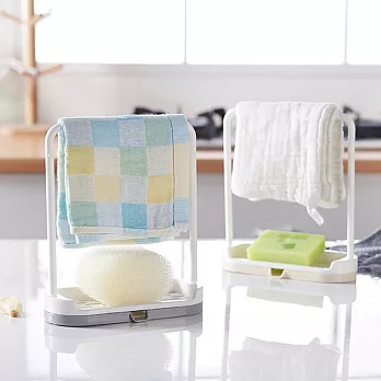 【iRoom優倍適】廚衛抹布海綿瀝水置物架 2入組灰色+米色