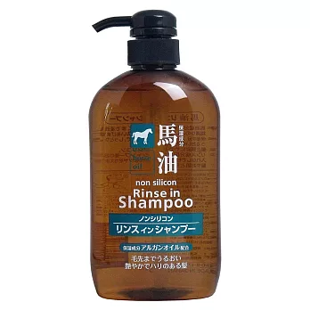 【日本KUMANO熊野油脂】馬油無矽靈洗潤雙效洗髮精 (2合1) 600ml