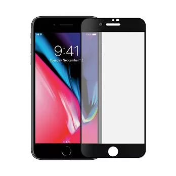 【SHOWHAN】iPhone7/iPhone8 2.5D 電競級霧面滿版滿膠9H鋼化玻璃貼/黑色