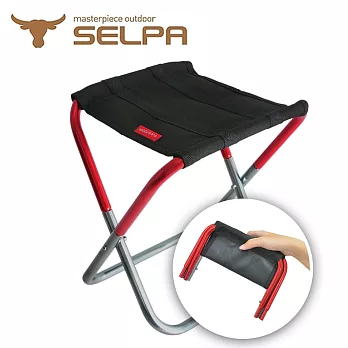 【韓國SELPA】特殊收納鋁合金繽紛折疊椅/行軍椅/板凳/登山/露營(兩色任選)紅色