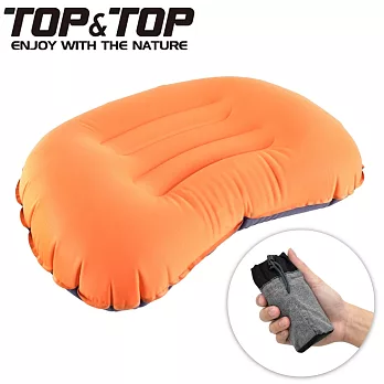 【韓國TOP&TOP】人體工學超輕便攜式口袋充氣睡枕(三色任選)橘色