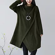 【A.Cheter】韓風復古藝術織紋斜裁寬鬆厚織鬆糕領洋裝*#103050XL綠