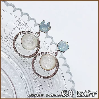 『坂井．亞希子』簡約氣質水鑽幾何環圈耳環 -白色