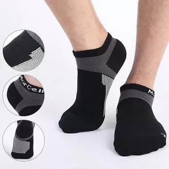 瑪榭 (2雙組) FootSpa足弓腳踝加強透氣運動襪(25~27cm)L黑灰