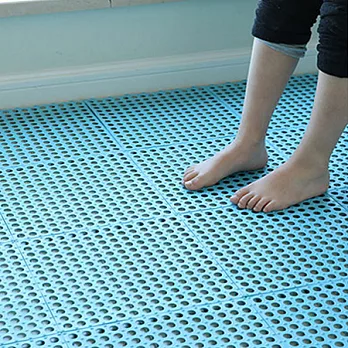 【EZlife】特大浴室防滑拼接地墊(6入組)潔淨藍