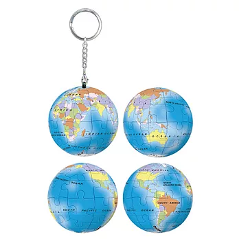 藍色地球立體球型拼圖鑰匙圈24片