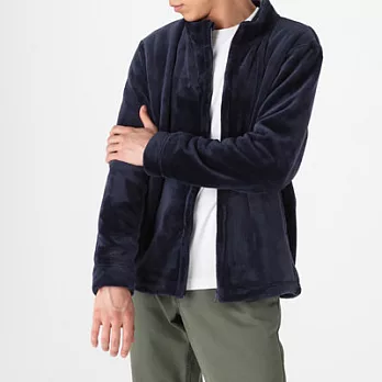 [MUJI無印良品]男聚酯纖維暖纖毛保暖拉鍊外套L~XL深藍