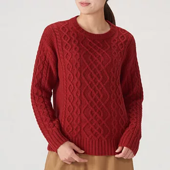 [MUJI無印良品]女氂牛毛混羊毛織紋針織衫M紅色