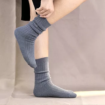 【 PULO 】 暖纖淨混織發熱保暖襪-灰藍-M