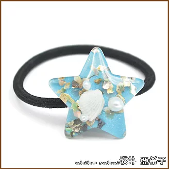 『坂井.亞希子』星空系列五角星造型海星貝殼髮圈 -淺藍色