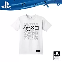 PlayStation 圖騰格調  灰階幾何T恤(OLP-TEE-24)M白色