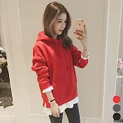 【MsMore】韓國濟州優遊假兩件帽T上衣103269L紅