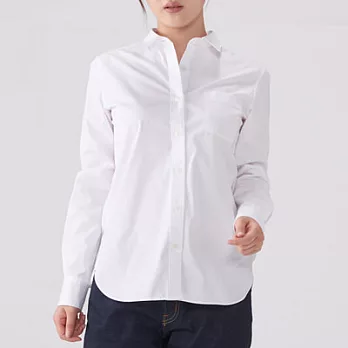 [MUJI無印良品]女有機棉水洗平織布襯衫L白色