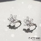 【Sayaka紗彌佳】925純銀漫天飛雪雪花造型鑲鑽耳骨夾