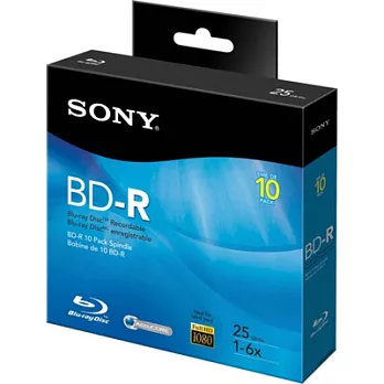 SONY 6X BD-R 25GB 藍光燒錄光碟片(10片布丁裝)X1