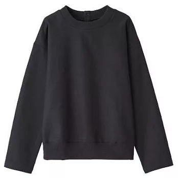 [MUJI無印良品]女新疆棉二重織螺紋套衫L黑色