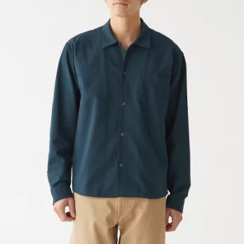 [MUJI無印良品]男新疆棉牛津布方型剪裁襯衫L~XL深藍