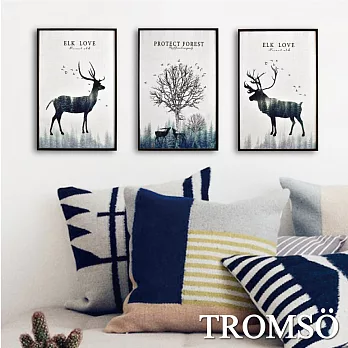 TROMSO北歐生活版畫有框畫-麋鹿原野WA57(三幅一組)