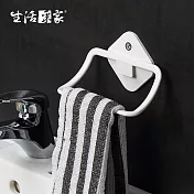 【生活采家】浴室強力無痕貼純白毛巾架#57003