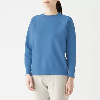 [MUJI無印良品]女聚酯纖維米蘭諾螺紋圓領針織衫XL藍色