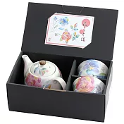 【和藍】美濃燒∣茶壺雙茶杯禮盒組 ‧玫瑰三色堇