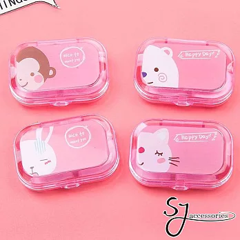【SJ】童趣帶鏡盒裝黑色一字夾/髮夾(兩色)-粉色隨機出貨