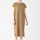 [MUJI無印良品]女有機棉粗織天竺法式袖洋裝M~L米色