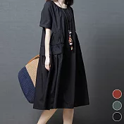 【A.Cheter】韓佳人涵舍創意棉麻寬鬆洋裝#j103995M黑