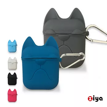 [ZIYA] Apple AirPods 矽膠保護套與矽膠防丟繩組合 可愛鬥狗款寶藍色