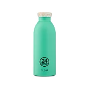 義大利 24Bottles 不鏽鋼雙層保溫瓶 500ml綠薄荷 (木紋蓋)