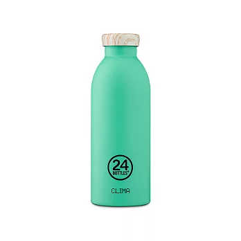 義大利 24Bottles 不鏽鋼雙層保溫瓶 500ml綠薄荷 (木紋蓋)
