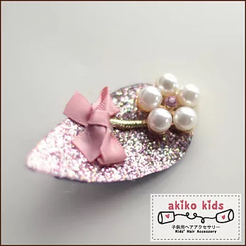 【akiko kids】閃亮亮水滴造型兒童BB髮夾 -粉色珍珠花朵