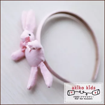 【akiko kids】棉麻卡通動物造型兒童髮箍 -粉色兔子