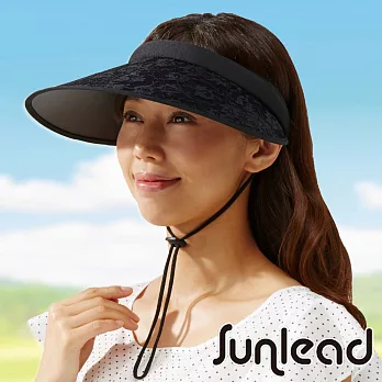 Sunlead 防風吹落款。防曬立體長帽簷抗UV遮陽帽/中空帽 (黑色)