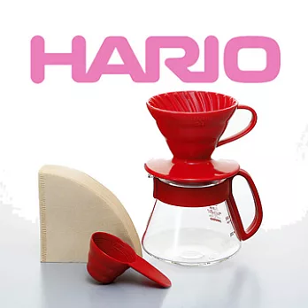 【日本】HARIO V60濾杯咖啡壺組合（番茄紅）