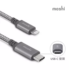 Moshi Integra™ 強韌系列 USB─C to Lightning 耐用充電/傳輸編織線(1.2 公尺)鈦灰