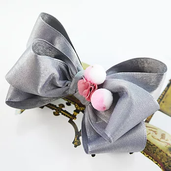 【PinkyPinky Boutique】年輕感 甜美蝴蝶結髮夾(灰色)