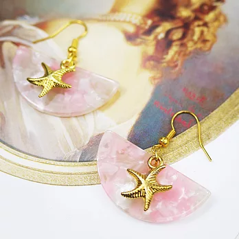 【PinkyPinky Boutique】粉彩雲母石文 海星耳環(粉紅色)