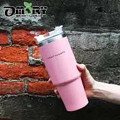 【OMORY】304不鏽鋼保冷保溫探索吸管杯890ML(附吸管)- 粉色