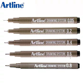 (5款裝)Shachihata - Artline代針筆0.05+0.2+0.4+0.6+0.8