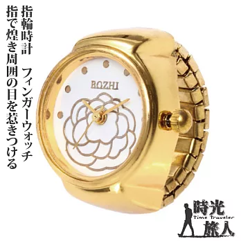 【時光旅人】綻放山茶花造型錶戒指/指輪時計 -金色
