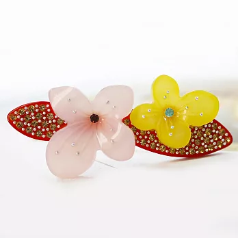 【PinkyPinky Boutique】天蘭繡球花 花朵水鑽髮夾(黃色)